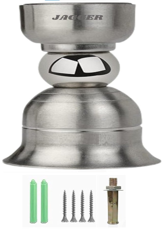 JAGGER JBA256 Heavy Duty Stainless Steel 3 inch Door Magnet Stopper Soft-Catch | Door Stop | Door Magnets to Hold Door | Door Magnet 360' Angle Hold with Screw Fitting Combo Pack (2) - Image 1